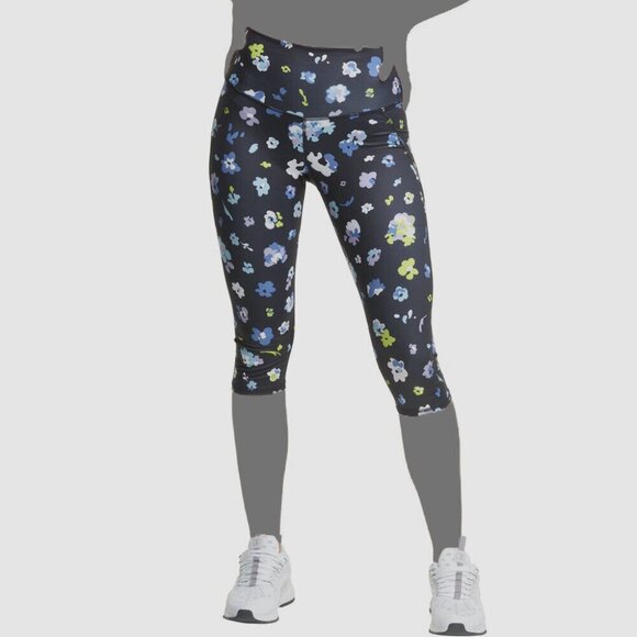 Champion Pants - Champion Black Floral Capris, Size 2XL, Bright Colourful Flowers